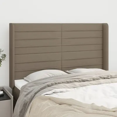 vidaXL Tăblie de pat cu aripioare gri taupe 147x16x118/128 cm textil