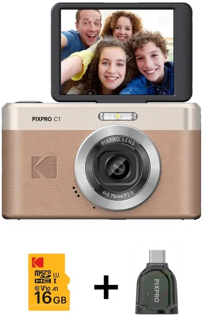 Aparat foto compact Kodak - Pixpro C1, 13MP + card de memorie, maro