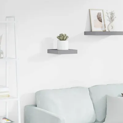 vidaXL Raft de perete suspendat, gri, 23x23,5x3,8 cm, MDF