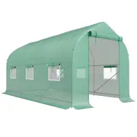 Seră Outsunny de Grădină de Tip Tunel 4x2x2 m cu Uși Rulabile și 6 Ferestre, Seră pentru Grădină cu Acoperiș înclinat, Structură din Metal și Acoperiș PE, pentru Grădinărit legume flori fructe, Verde | Aosom Romania