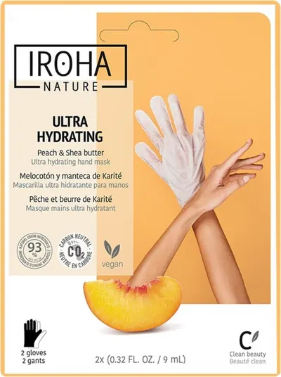 Iroha Nature Mască hrănitoare pentru mâini cu piersici, 1 pereche