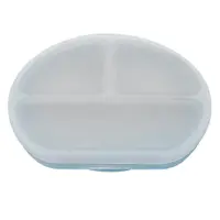 Farfurie compartimentata din silicon cu ventuza si capac Aqua Blue 6 luni+, 1 bucata, Appekids
