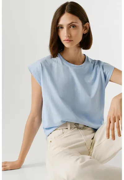 Tricou din bumbac Bloom - Albastru deschis