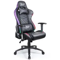 Scaun Gaming Profesional Dr.Shield Solar X, Iluminare RGB, King Size, Cadru Otel, Piele Sintetica - Negru/Negru