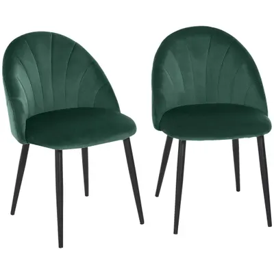 HOMCOM Set de 2 Scaune Căptușite fără Cotiere, Scaune pentru Sufrageri sau Bucatarie, 50x54x80 cm, Verde | Aosom Romania