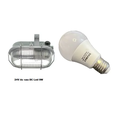 Pachet LAMPA tip BAT 24V cu bec led inclus 9W 6400K AC/DC