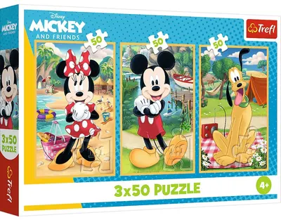 Puzzle pentru copii Trefl din 3 x 50 piese - Vacanță lui Mickey Mouse