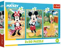 Puzzle pentru copii Trefl din 3 x 50 piese - Vacanță lui Mickey Mouse