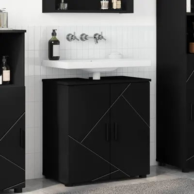 vidaXL Dulap de Baie Negru 61 x 35 x 64 cm Lemn prelucrat, Metal