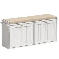 HOMCOM Bancă pantofar, mobilier pentru hol, pernuță tapițată, 2 sertare basculante, 8-10 perechi de pantofi | Aosom Romania