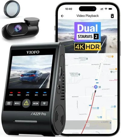 Registrator video auto VIOFO - A229 Pro 2CH - 4K HDR Dual Sony Starvis 2 GPS, negru