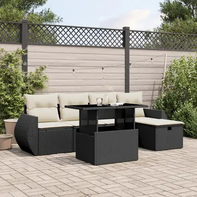 Gossi set mobilier de gradina cu perne, 6 piese, negru, poliratan