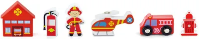 Set din lemn cu figurine Viga Toys - Departamentul de pompieri