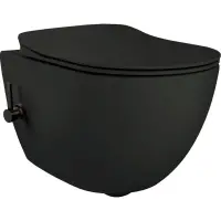 Vas wc cu functie de bideu incorporat si baterie, negru mat, Peonia Zero, Deante
