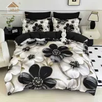 Lenjerie de Pat Bumbac Finet 5D 6 Piese cu Elastic 180x200 , Black Pearl