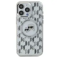 Husa MagSafe pentru Apple iPhone 15, Karl Lagerfeld, IML Monogram Karl & Choupette's Heads, Transparenta