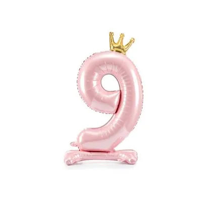 Balon folie cu stativ roz cifra 9