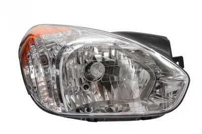 Far fata Dreapta (H4, electric, fara motoras, culoare insert: cromat, culoare semnalizator: galben) potrivit HYUNDAI ACCENT III