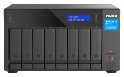 NAS QNAP H874 8-Bay, CPU Intel® Core™ i7 12-core 20-thread Processor, RAM 32GB (2x 16GB) DDR4 SODIMM (Max. 64GB), 8 x 2.5"/3.5"