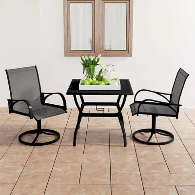 vidaXL Set mobilier de grădină, 3 piese, textilenă și oțel