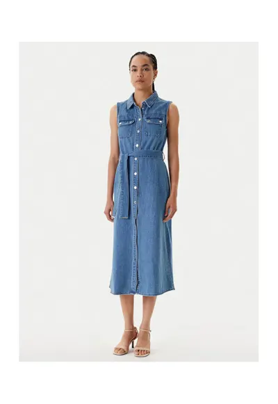 Rochie MORGAN-251-RJEAN 993 DENIM STONE - Albastru - 100% bumbac