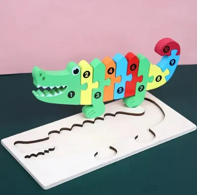Puzzle din lemn - Crocodil - 10 piese