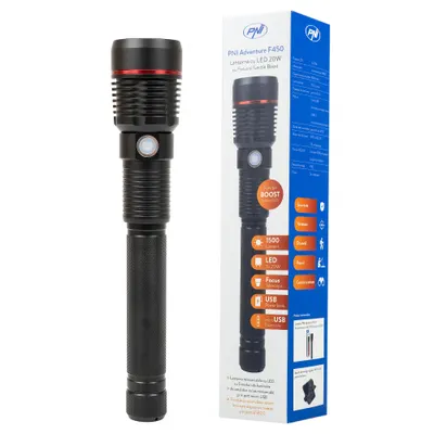 Lanterna PNI Adventure F450 din aluminiu cu focus si functie BOOST