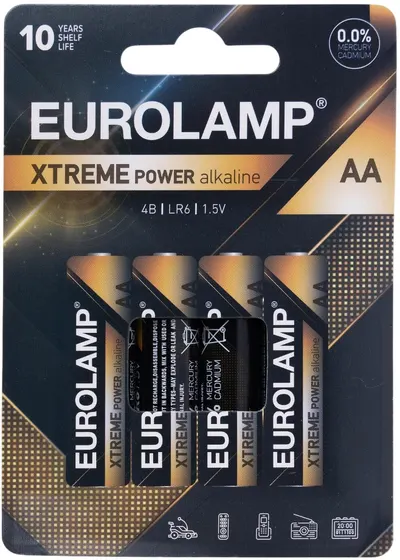 Baterie alcalină EUROLAMP - EXTREME Power, AA, LR6, 1.5V, 4 buc.