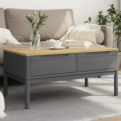 vidaXL Măsuță cafea "FLORO", gri, 99x55,5x45 cm lemn masiv pin