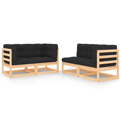 Gossi set mobilier de gradina cu perne, 4 piese, lemn masiv de pin