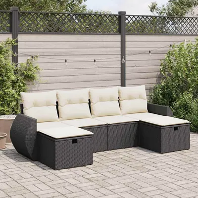 Gossi set mobilier de gradina cu perne, 6 piese, negru, poliratan