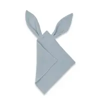 Jucarie textila senzoriala, Qmini, Cu urechi fosnitoare, 30 x 30 cm, Din muselina dubla, Jeans