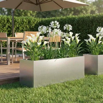 vidaXL Vază pentru Grădină Argintiu 40 x 20 x 20 cm Oțel Galvanizat