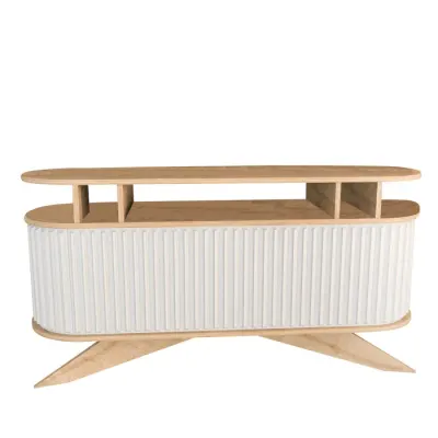 Comoda STOR, stejar + alb, 150x43x75 cm