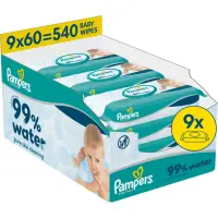 Pampers 99% Water Baby Wipes Servetele umede pentru copii 9x60 buc