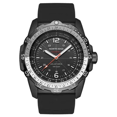 NORTH EDGE EVOQUE 2 - Ceas sport solar-drive, autonomie 180 zile, rezistență la apă 50M, carcasă metalică, curea silicon 24mm
