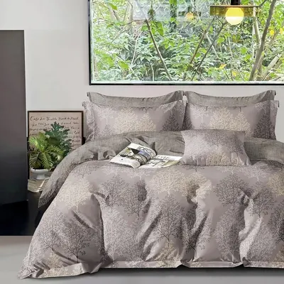 Lenjerie de pat Somnart Percale cu 4 piese, cearceaf pat clasic 240c x 260 cm, cearceaf pilota 200c x 230 cm si 2 fete perna 50 x 70 gri