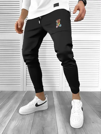 Pantaloni de trening negri conici 10238 79-2