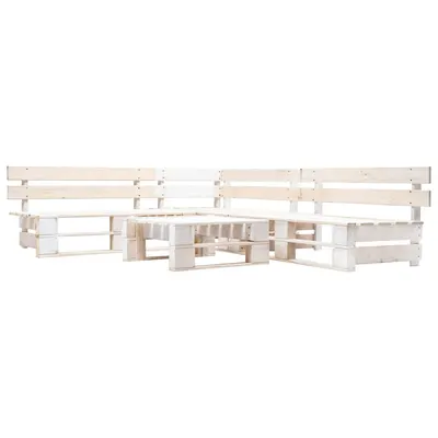 vidaXL Set mobilier de grădină din paleți, 4 piese, alb, lemn
