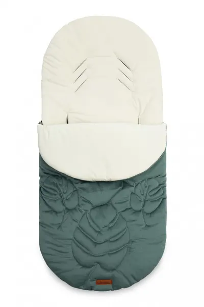 Saculet de iarna Sensillo Riviera Dark Green 95x45 cm, compatibil caruciorlandousanie, material matlasat elegant din catifea, orificii pentru centuri siguranta, acces cu fermoar