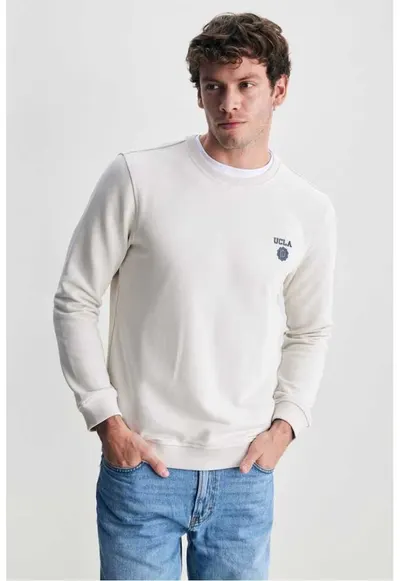 Bluza de trening cu decolteu la baza gatului - VALLEY - Alb
