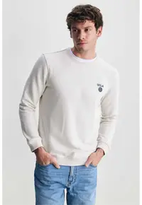 Bluza de trening cu decolteu la baza gatului - VALLEY - Alb