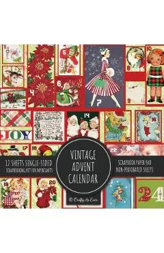 Vintage Advent Calendar Scrapbook Paper Pad: Christmas Background 8x8 Decorative Paper Design Scrapbooking Kit for Cardmaking, DIY Crafts, Creative Pr