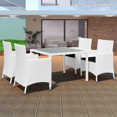 Gossi set mobilier de exterior, 5 piese, alb crem, poliratan