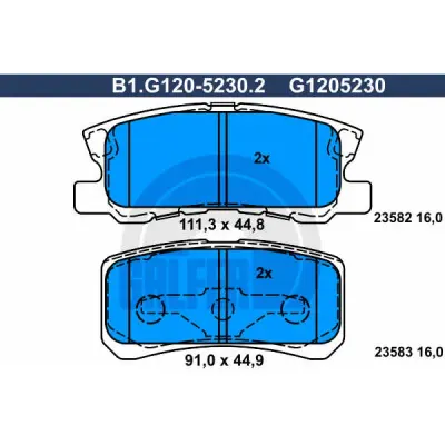 Set placute frana, frana disc GALFER B1.G120-5230.2