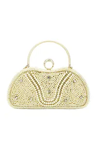 Geanta clutch cu perle si pietricele BME-22732 05 Auriu 13296 - Auriu