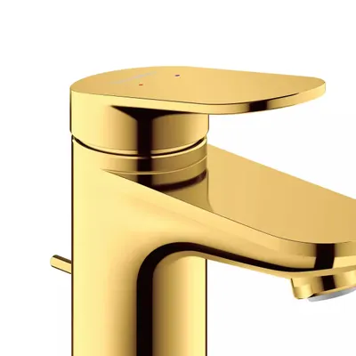 Baterie lavoar Duravit Wave WA1010001034, marime S, cartus ceramic, monocomanda, 137 mm, ventil, Auriu lucios