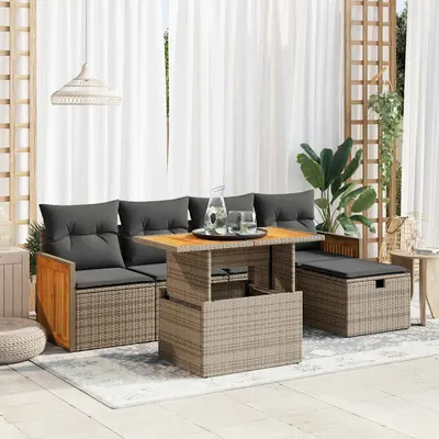 Gossi set mobilier gradina cu perne, 6 piese, gri, poliratan