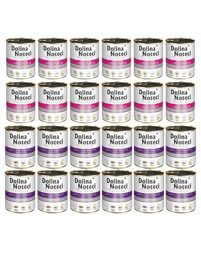 DOLINA NOTECI Premium Mix curcan și iepure cu merișoare 24x800 g hrană umedă pentru câini