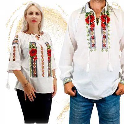 Set Traditional Cuplu 591 Camasi traditionale cu broderie